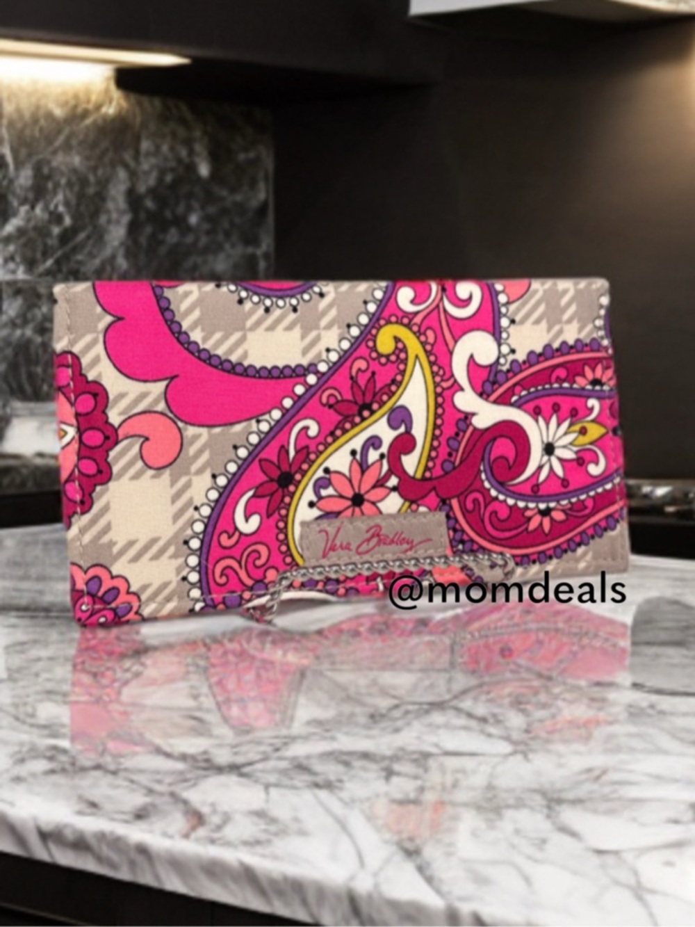 Vera Bradley "Paisley Meets Plaid" Checkbook Cover – Retired Pink & Gray Pattern